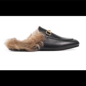 Gucci Princetown Fur Leather Mules